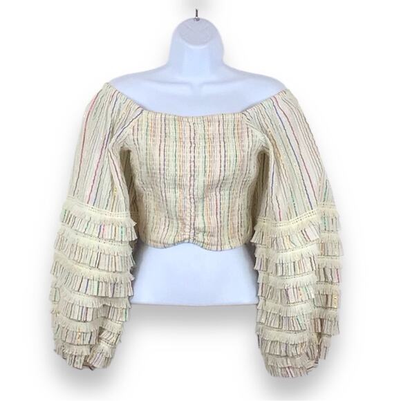 Misa Los Angeles Tops - MISA LOS ANGELES Puff Sleeve Smocked Crop Top size XS
